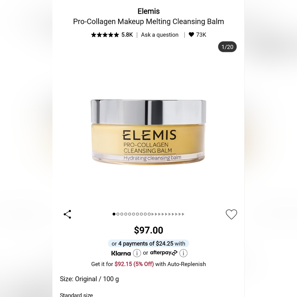 New Elemis Pro-Collagen Cleansing Balm - Yellow